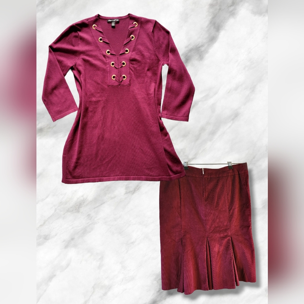 BUNDLE Benetton Skirt- Corduroy, Light Jersey- Top from Cable & Gauge BUNDLE